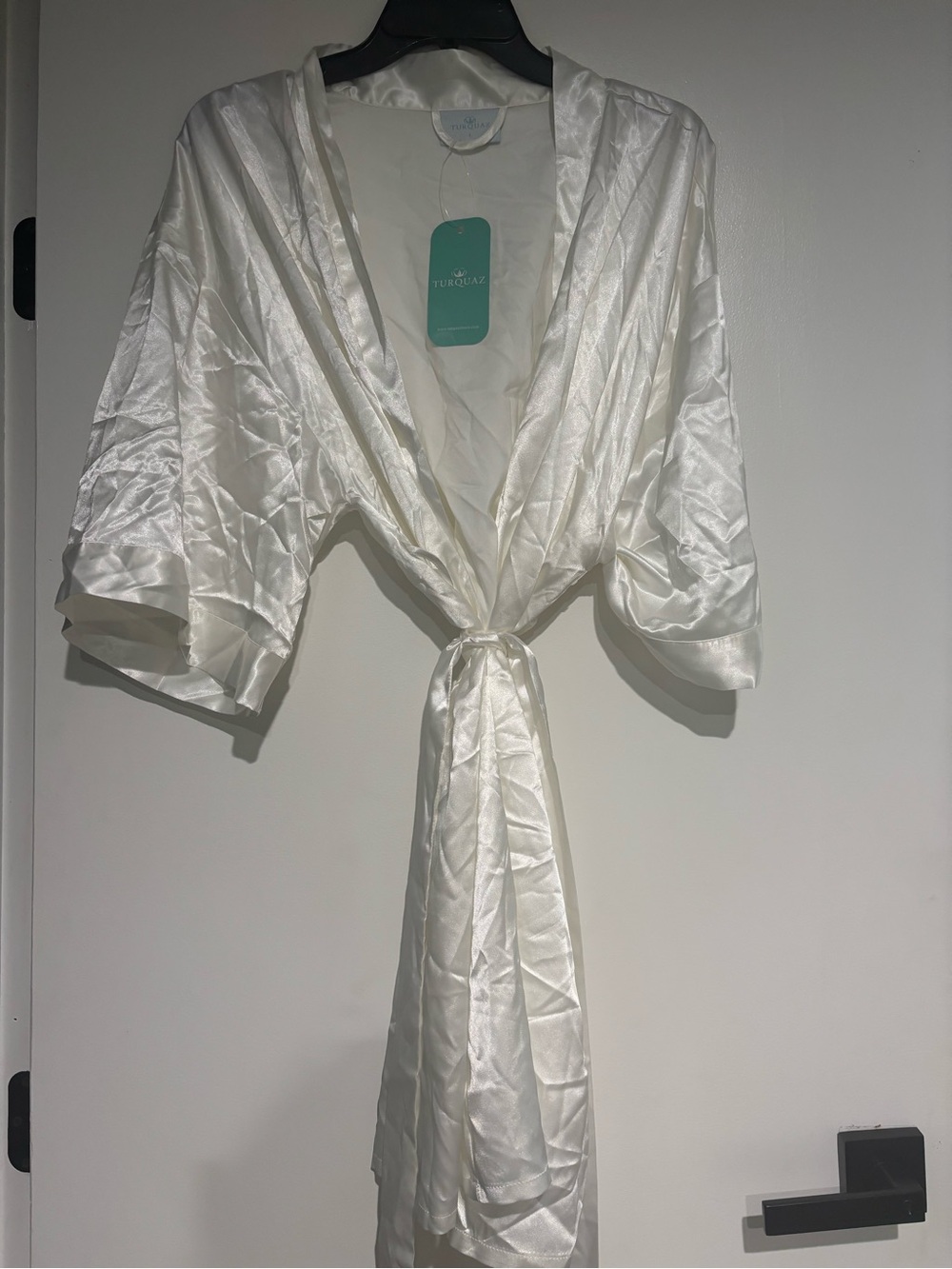 Satin Kimono Robe in Ivory